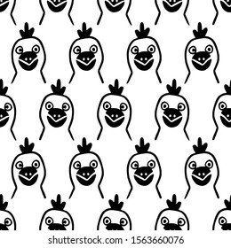 Seamless pattern with cute birds. Doodle sketches. Hand drawn vector illustration of funny characters.