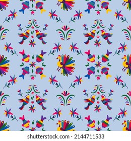 Seamless pattern with cute birds and flowers for the holiday Cinco de mayo. Endless textures for your design.	