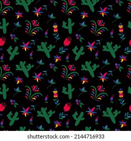 Seamless pattern with cute birds and flowers for the holiday Cinco de mayo. Endless textures for your design.	