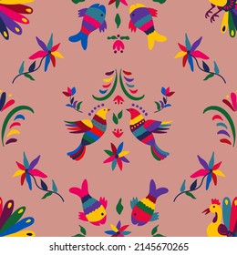 Nahtlose Muster mit süßen Vögeln und Blumen für den Urlaub Cinco de mayo. Endlose Texturen für Ihr Design.	