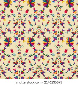 Seamless pattern with cute birds and flowers for the holiday Cinco de mayo. Endless textures for your design.	