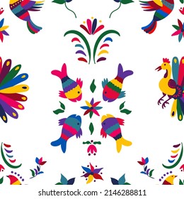 Patrón sin foco con lindos pájaros y flores para la festividad del Cinco de mayo. Texturas interminables para tu diseño.