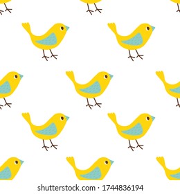 Seamless pattern with cute birds. Funny characters. Suitable for baby textiles.