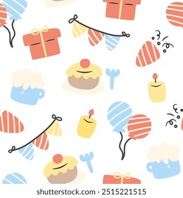 Padrão contínuo com aniversário bonito