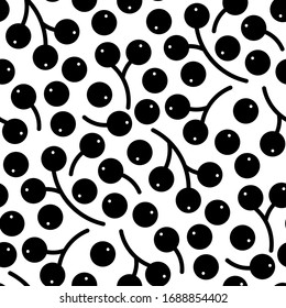 Seamless pattern of cute black berries, twigs