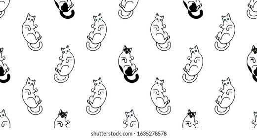 Seamless pattern with cute black and white cats. Texture for wallpapers, stationery, fabric, wrap, web page backgrounds, vector illustration