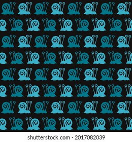 nahtlose Muster süße Schnecke mit schwarzem Hintergrund Gute Verwendung für Hintergrund, Textilien, Mode, Tapete, Geschenkpackung, Deckel, Stoff und andere
