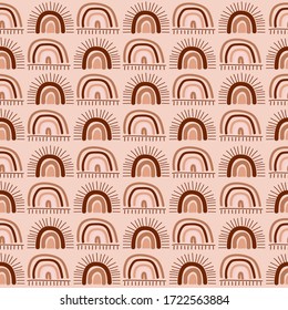 Seamless pattern with cute bohemian rainbow. Editable vector illustration.
