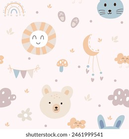 Nahtloses Muster der niedlichen Boho Baby Illustration