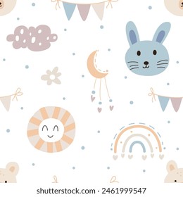 Nahtloses Muster der niedlichen Boho Baby Illustration