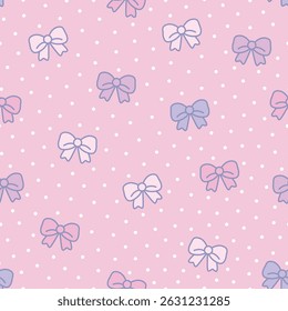 Seamless pattern with cute bows. Pink vector illustration. Texture for print, textile, fabric.