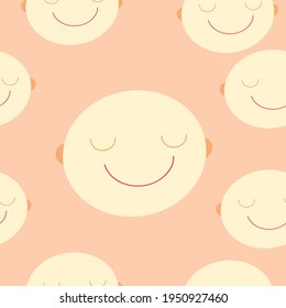 Seamless  pattern of  cute boy  face   background  vector eps.10