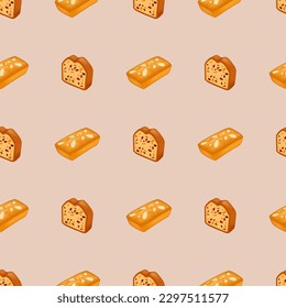 seamless pattern of cute bread, beige background