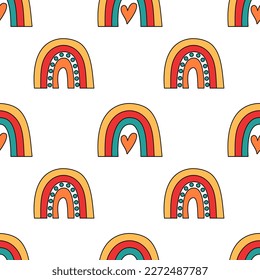 Nahtloses Muster süßer, glänzender minimalistischer skandinavischer Regenbows