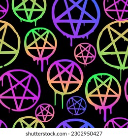 Seamless pattern of cute bright pentagrams