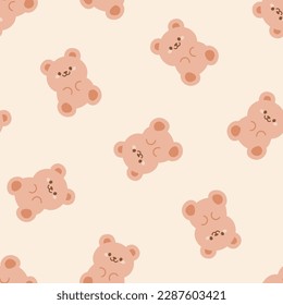 Seamless pattern with cute brown bears