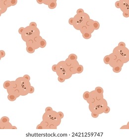 Seamless pattern with cute brown bears