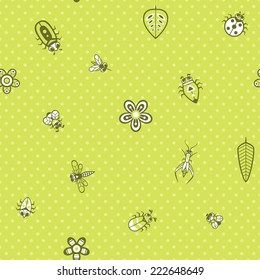 seamless pattern with cute bugs