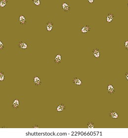 Seamless pattern with cute bugs. Colorful hand drawn vector illustration