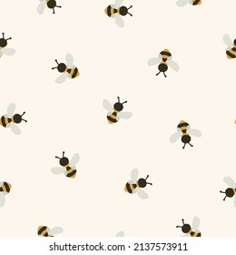 Seamless pattern with cute bumble bees