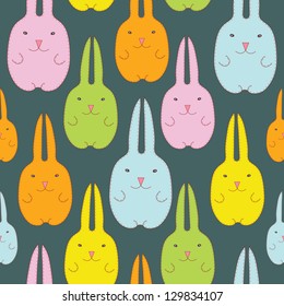 Seamless pattern with cute bunnies