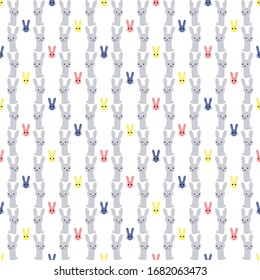 Seamless pattern with cute bunnies