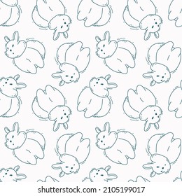 Seamless pattern with cute bunnies. Vector rabbits. Easter background
