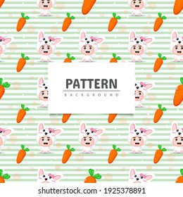 Seamless pattern of cute bunny and carrots