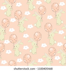 Seamless pattern with cute Bunny. For print. Vector. Cartoon.