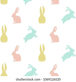 Seamless pattern with cute bunny silhouette. Childish print for fabric, wrapping, textile, wallpaper, apparel. 