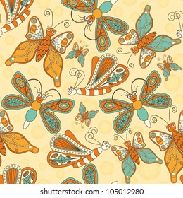 Seamless pattern with cute butterflies