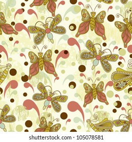 Seamless pattern with cute butterflies