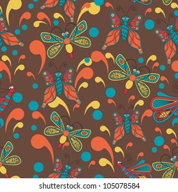 Seamless pattern with cute butterflies