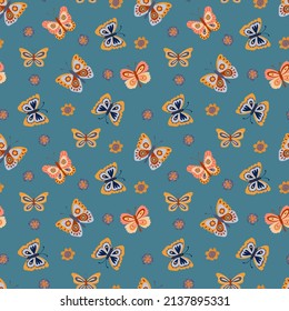 Seamless pattern with cute butterflies. Design for fabric, textile, wallpaper, packaging.	