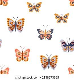 Seamless pattern with cute butterflies. Design for fabric, textile, wallpaper, packaging.	