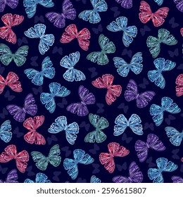 Seamless pattern with cute butterflies. Spring and summer pattern. 