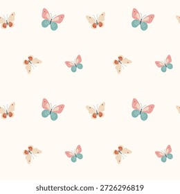 Patrón sin fisuras con mariposas lindas. Patrón de primavera y verano. Fondo de mariposas plano.