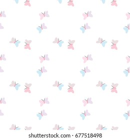 Seamless Pattern of Cute Butterfly Design on White Background