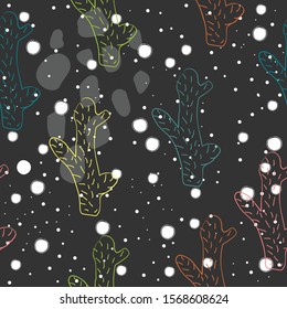 Seamless Pattern with cute Cacti. Scandinavian Style. Vector Illustration