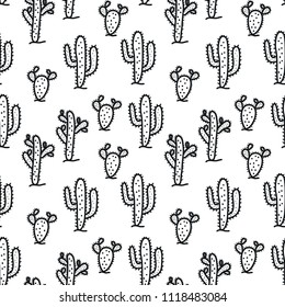 Seamless pattern with cute cactus
