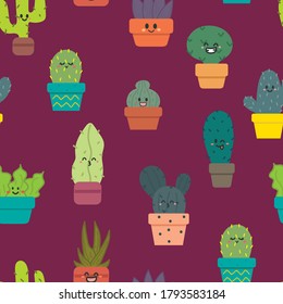 Seamless pattern cute cactus for fabric print, textile, gift wrapping paper