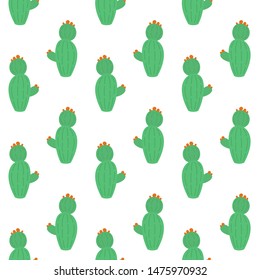 Seamless pattern with cute cactuses. Vector illustration.
