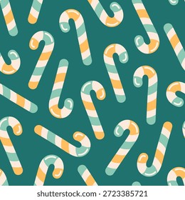 Patrón sin fisuras con el bastón de caramelo lindo. Dulces del día de San Patricio. Diseño para el Anuncio, Fondo de pantalla, papel de embalaje, fondo, tarjeta, cartel. Ilustración vectorial en estilo plano