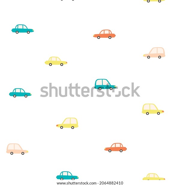 Seamless pattern of cute\
cars for kids