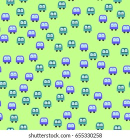 Seamless pattern of cute cars in vector.  For Wallpaper design, packaging paper, decoupage, cover, fabric, things, poster, postcard.