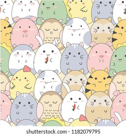 seamless pattern cute cartoon animal