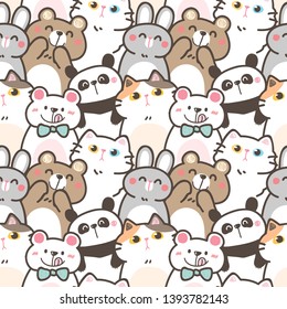 Seamless Pattern with Cute Cartoon Animal Design