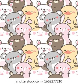 Seamless Pattern of Cute Cartoon Animal Illustration Design