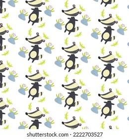 Seamless pattern of cute cartoon animal characters for baby prints.