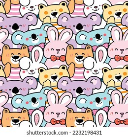 Seamless Pattern of Cute Cartoon Animal Illustration Design